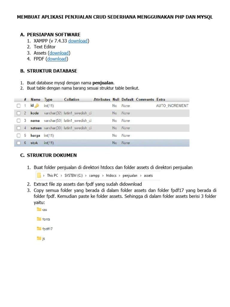 Membuat Aplikasi Penjualan Crud Sederhana Menggunakan PHP Dan Mysql-1 | PDF