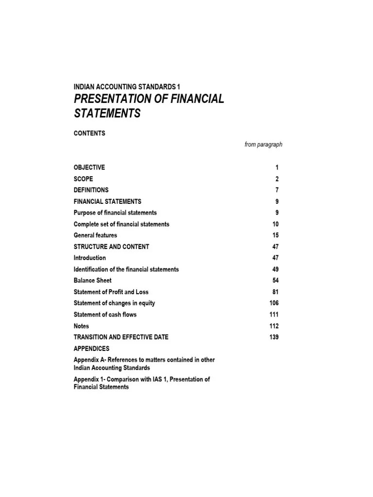Ind As 1 | Download Free PDF | Going Concern | Financial Statement