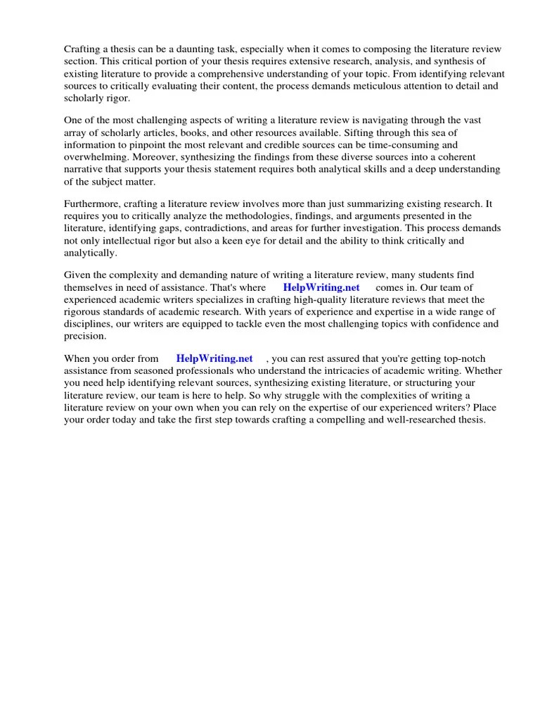 How To Write Literature Review In Thesis Example | Download Free PDF ...