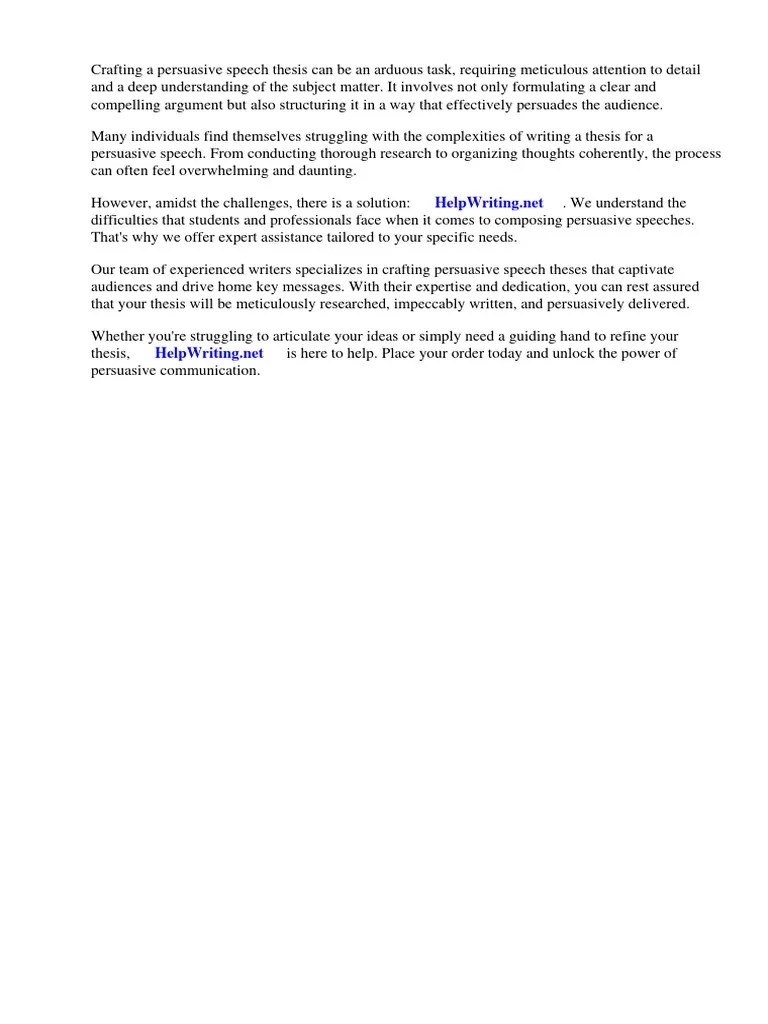 Sample Persuasive Speech Thesis | PDF