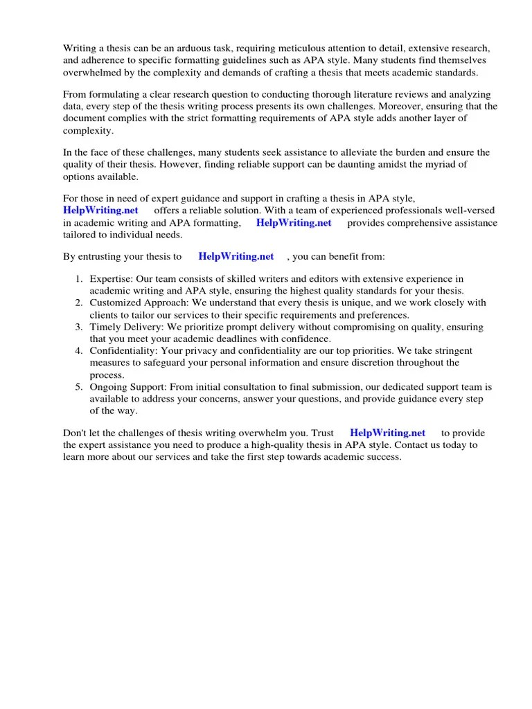 Thesis Apa Style Sample | PDF