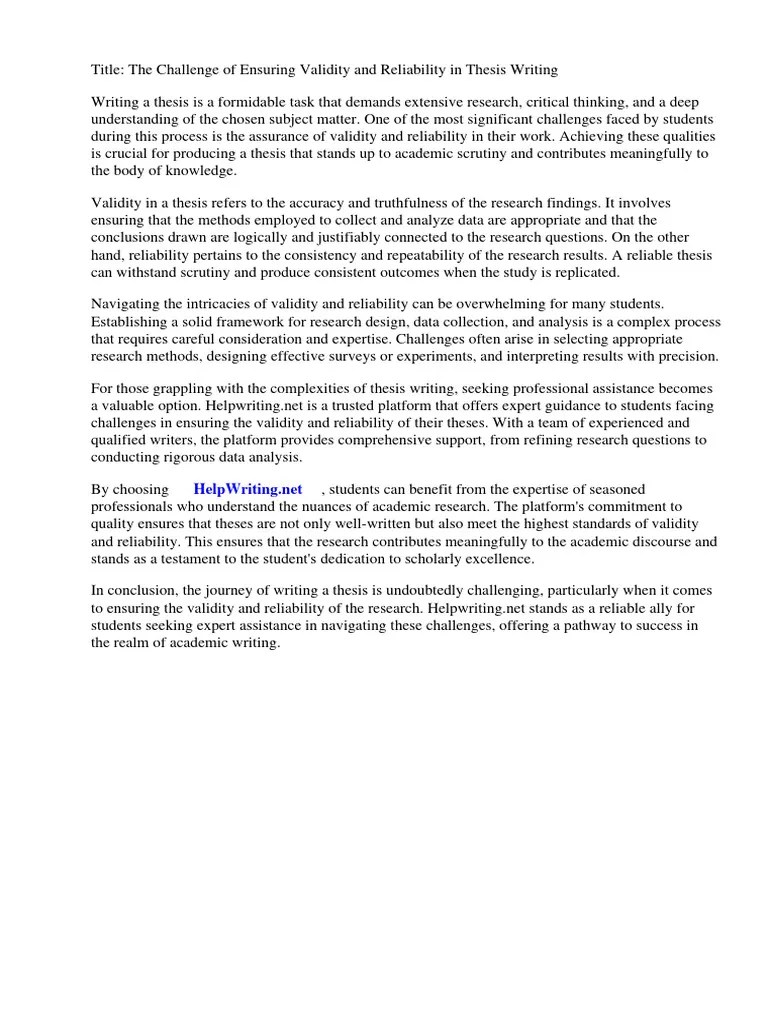Validity And Reliability Thesis PDF | PDF | Validity (Statistics ...