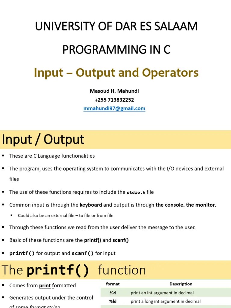 Lecture 2 - Input - Output And Operators | PDF | Parameter (Computer ...