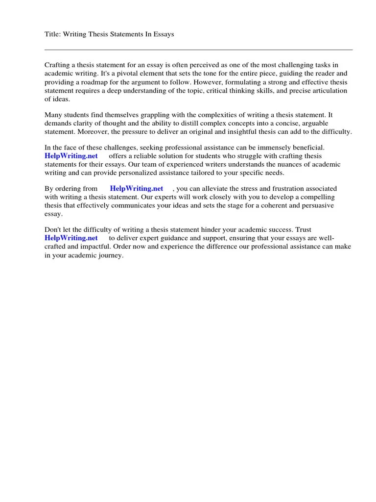 Writing Thesis Statements In Essays | PDF | Essays | Thesis