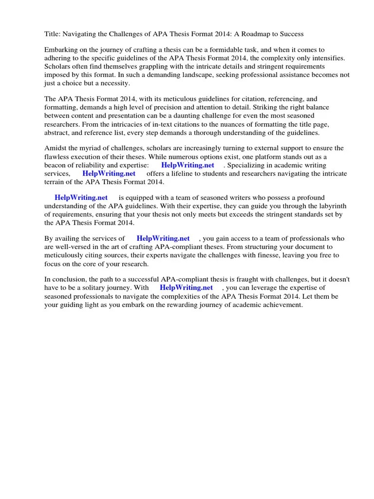 Apa Thesis Format 2014 PDF | PDF | Apa Style | Thesis