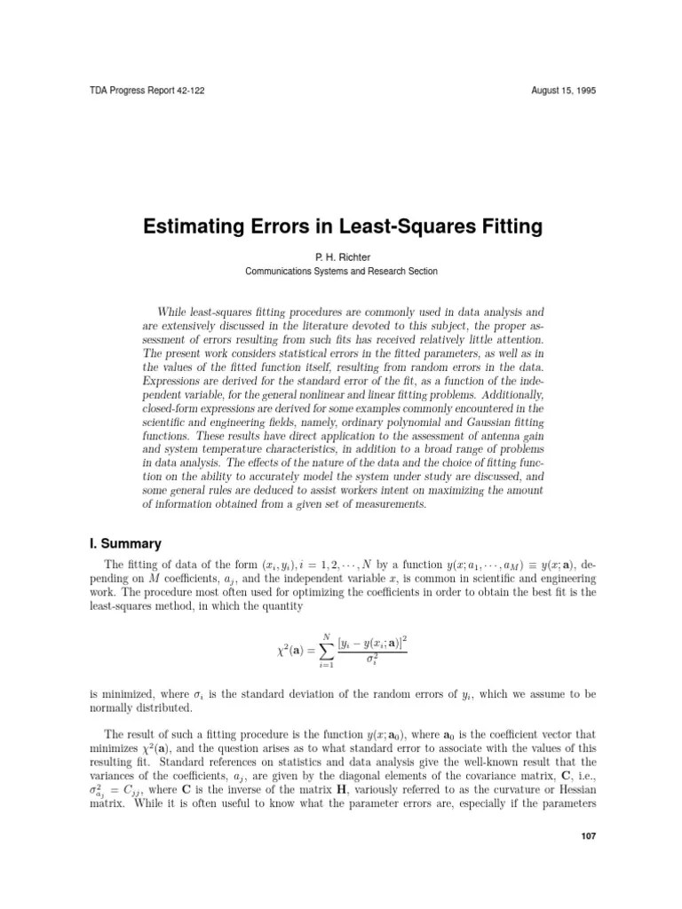 Estimating Errors In Least-Squares Fitting | PDF
