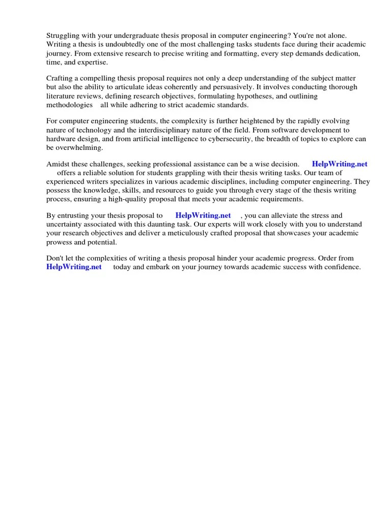 Undergraduate Thesis Proposal For Computer Engineering | PDF ...
