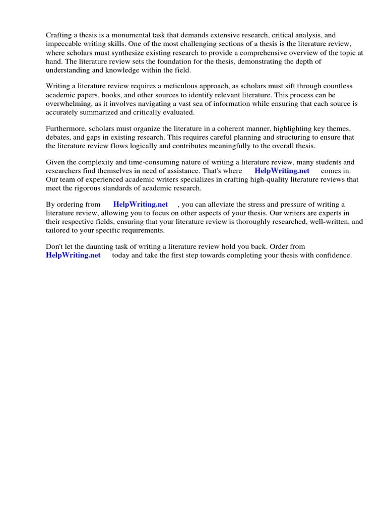 Example Literature Review For Thesis | Download Free PDF | Thesis | Essays