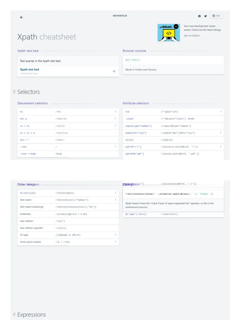 Xpath Cheatsheet | PDF | Software Engineering | Computer Science