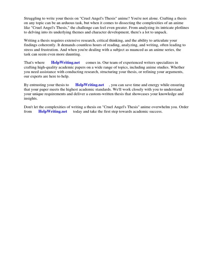 Cruel Angels Thesis Anime | PDF