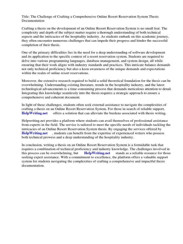 Online Resort Reservation System Thesis Documentation | PDF | Databases | Automation