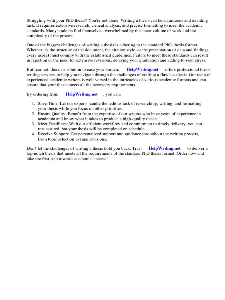 Standard PHD Thesis Format | PDF | Thesis | Bone