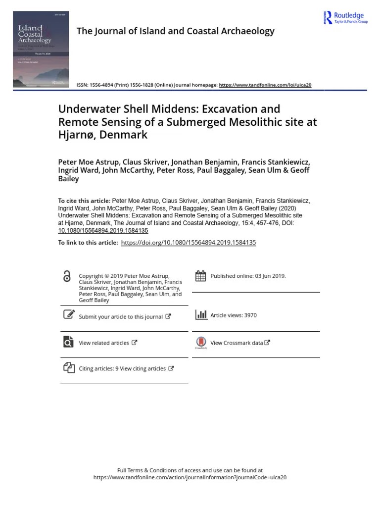 Underwater Shell Middens Excavation And Remote Sensing Of A Submerged ...