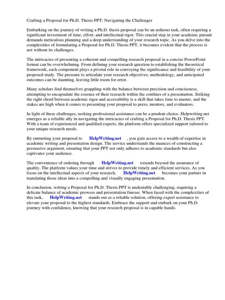 Proposal For PHD Thesis | Download Free PDF | Thesis | Microsoft Power ...