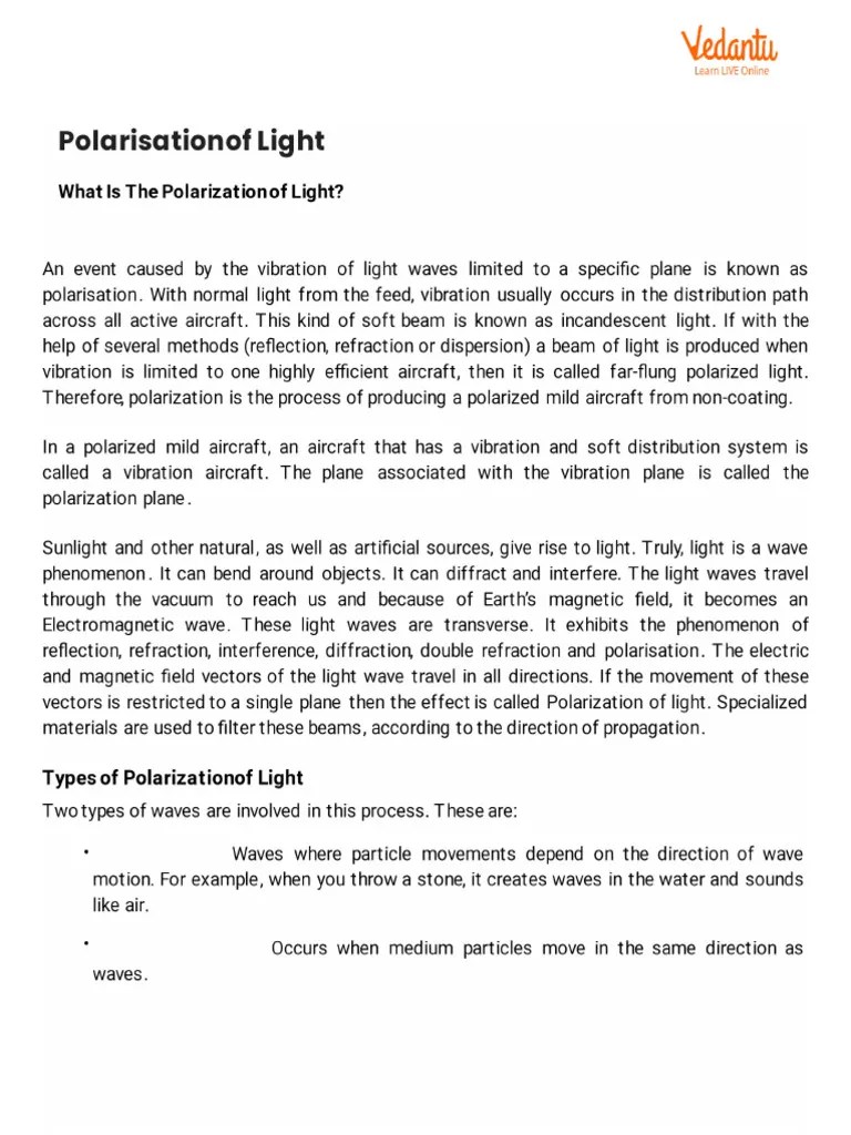 Polarisation Of Light | PDF