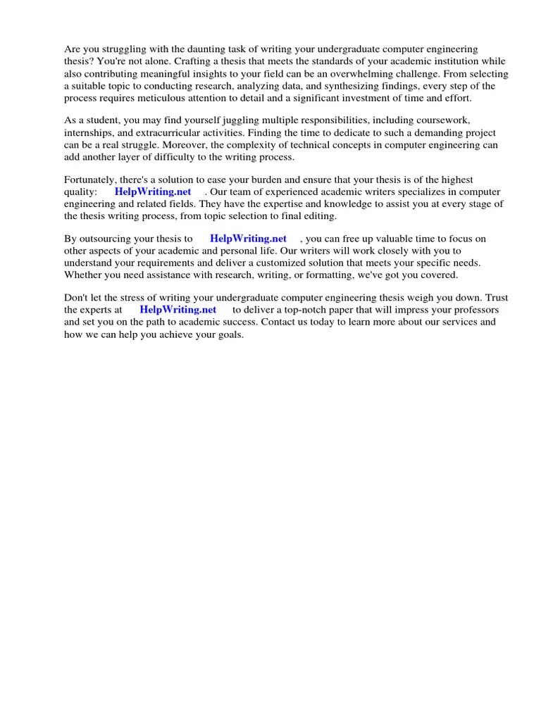 Undergraduate Computer Engineering Thesis Topics | PDF | Thesis ...