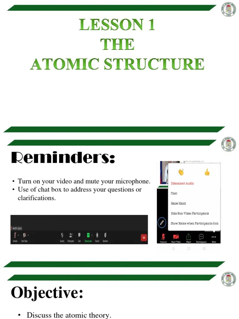 Lesson 1 Atomic Structure | Download Free PDF | Atoms | Chemical Compounds