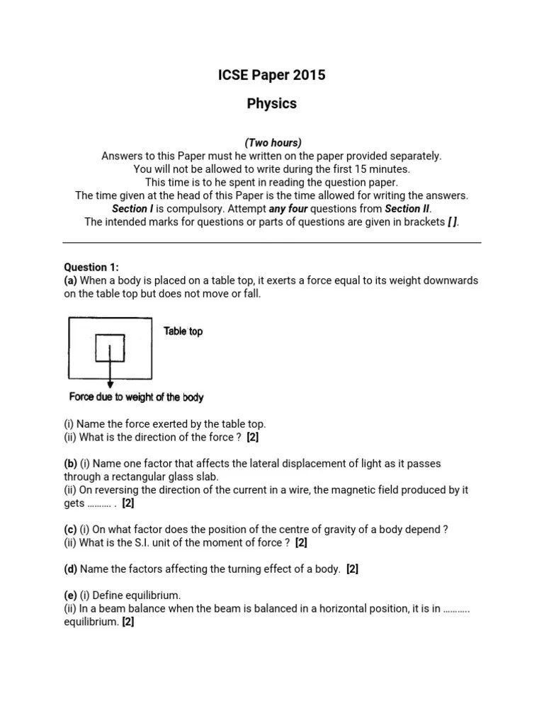 ICSE Class 10 Physics Paper-1 Question Paper Solutions 2015 | PDF | Atomic Nucleus | Radioactive ...