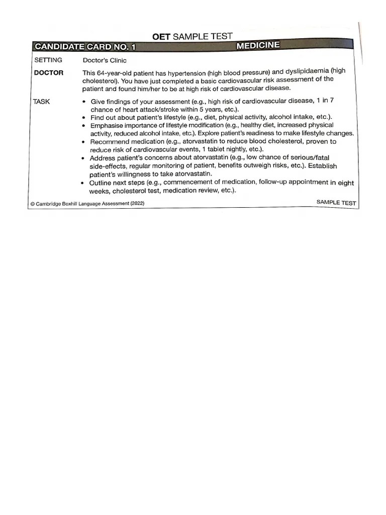 OET Medicine Trainer Speaking 1a (doctor) (2) | PDF