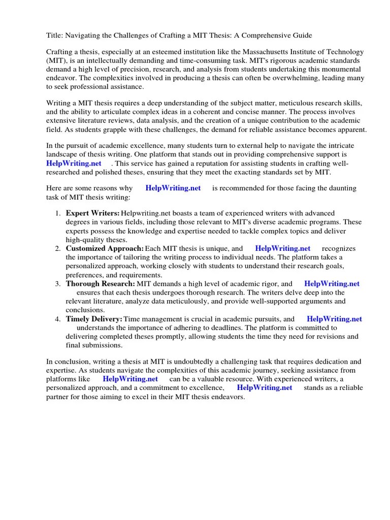 Mit Thesis Guide | PDF | Thesis | Apa Style
