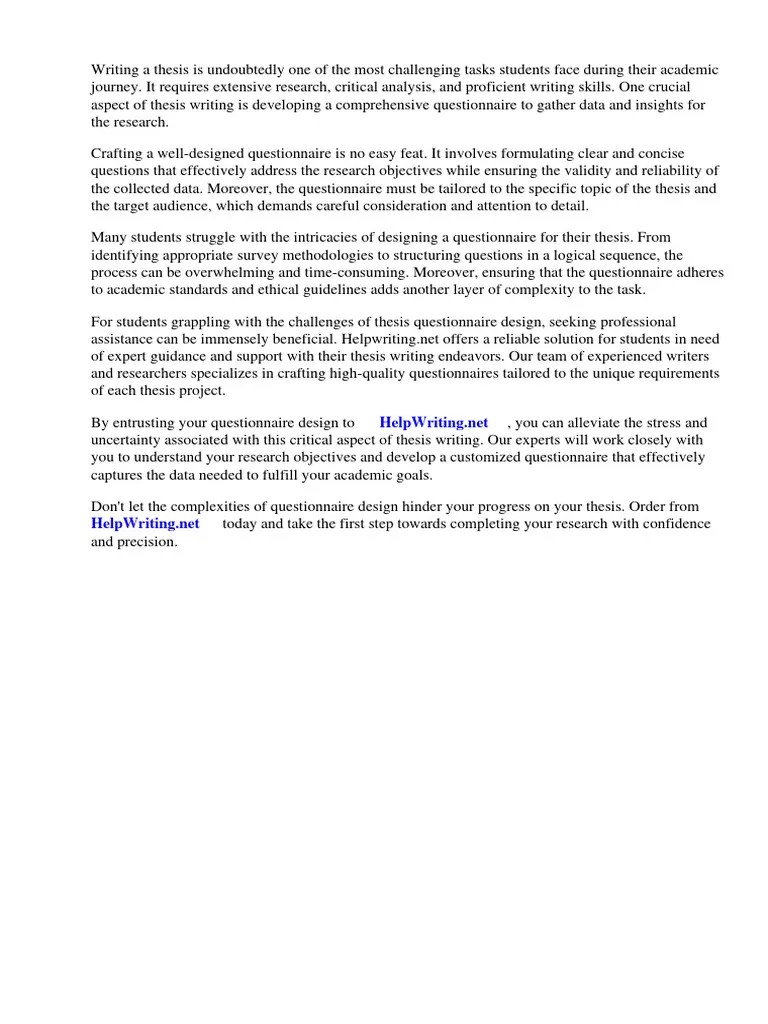 Thesis Questionnaire Sample | PDF | Thesis | Survey Methodology