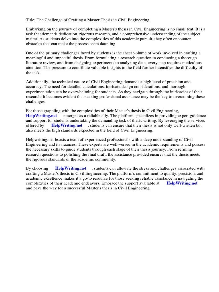 Master Thesis In Civil Engineering | PDF | Thesis | Engineering