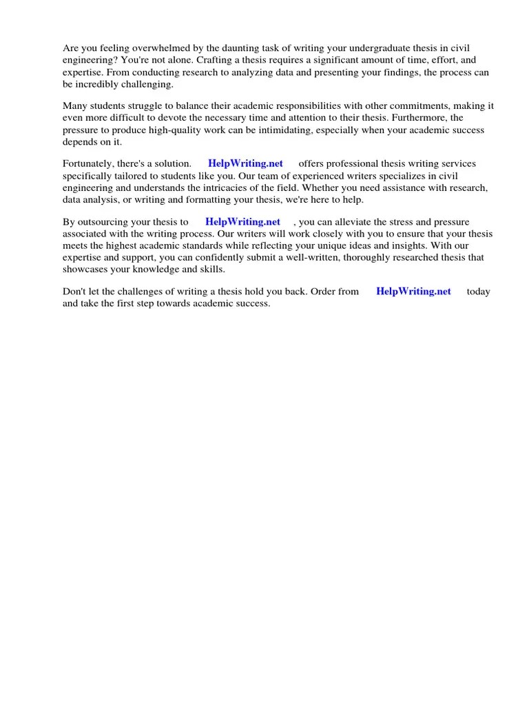 Undergraduate Thesis For Civil Engineering | PDF | Thesis | Engineering