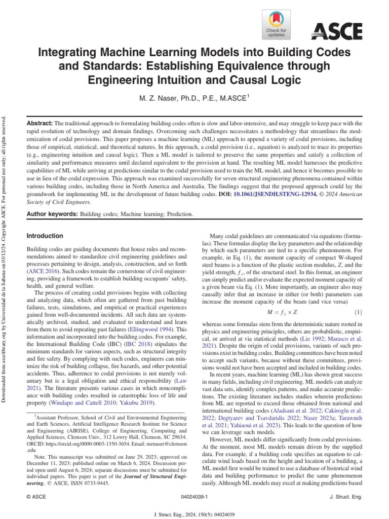 Naser 2024 Integrating Machine Learning Models Into Building Codes And ...