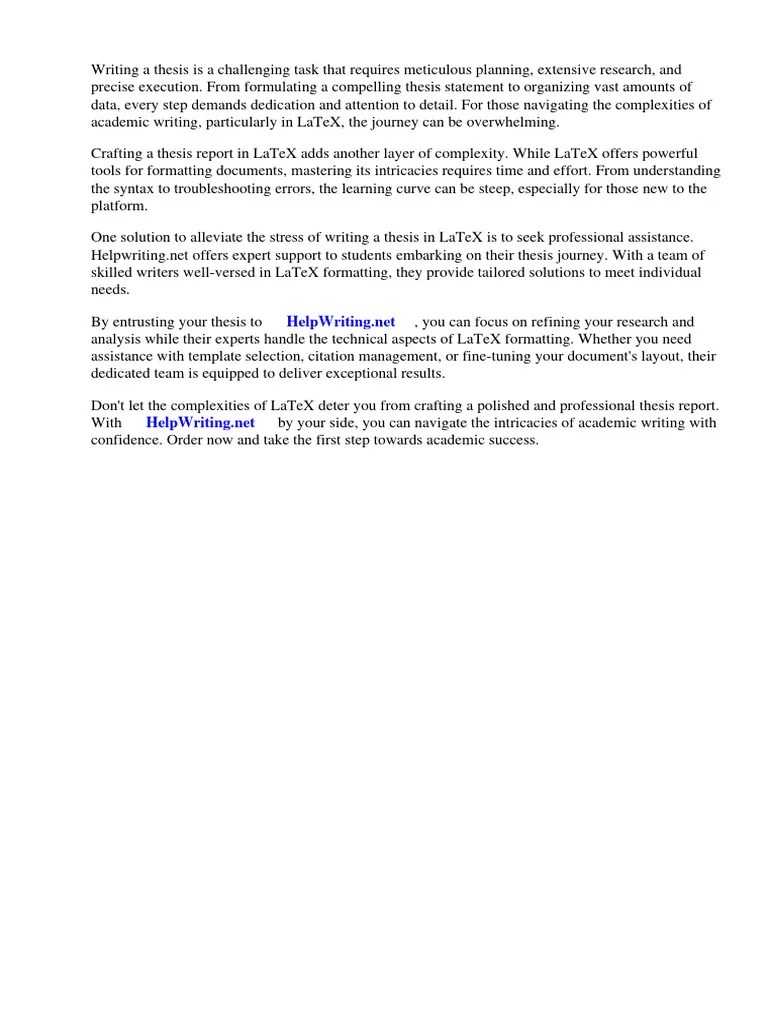 How To Write Thesis Report In Latex | PDF | Thesis | Writing