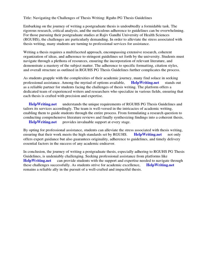 Rguhs PG Thesis Guidelines | PDF | Medicine | Thesis