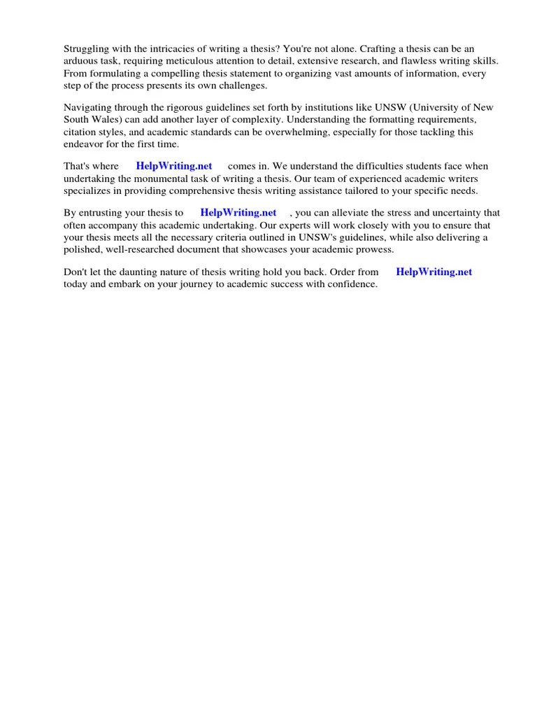 Unsw Thesis Writing Guidelines | PDF | Thesis | Psychologist