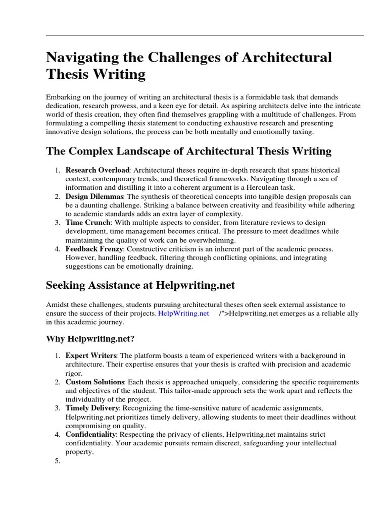 Architecture Thesis Tips | PDF | Thesis | Design