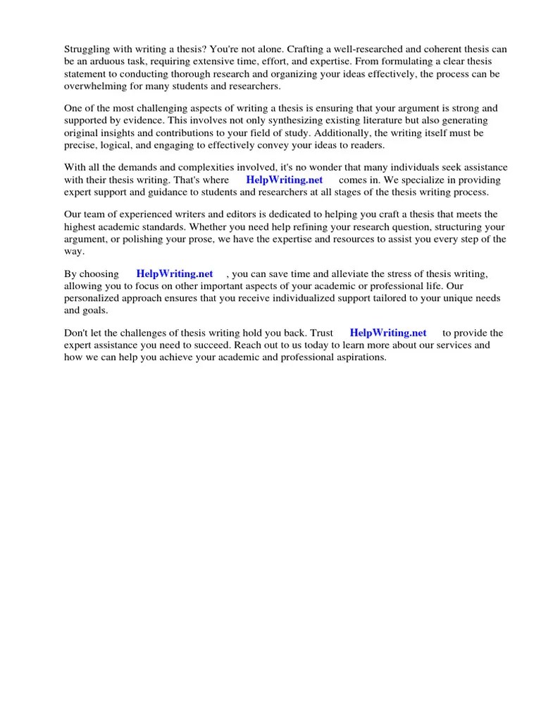 Example Of Good Thesis Paragraph | PDF | Essays | Thesis