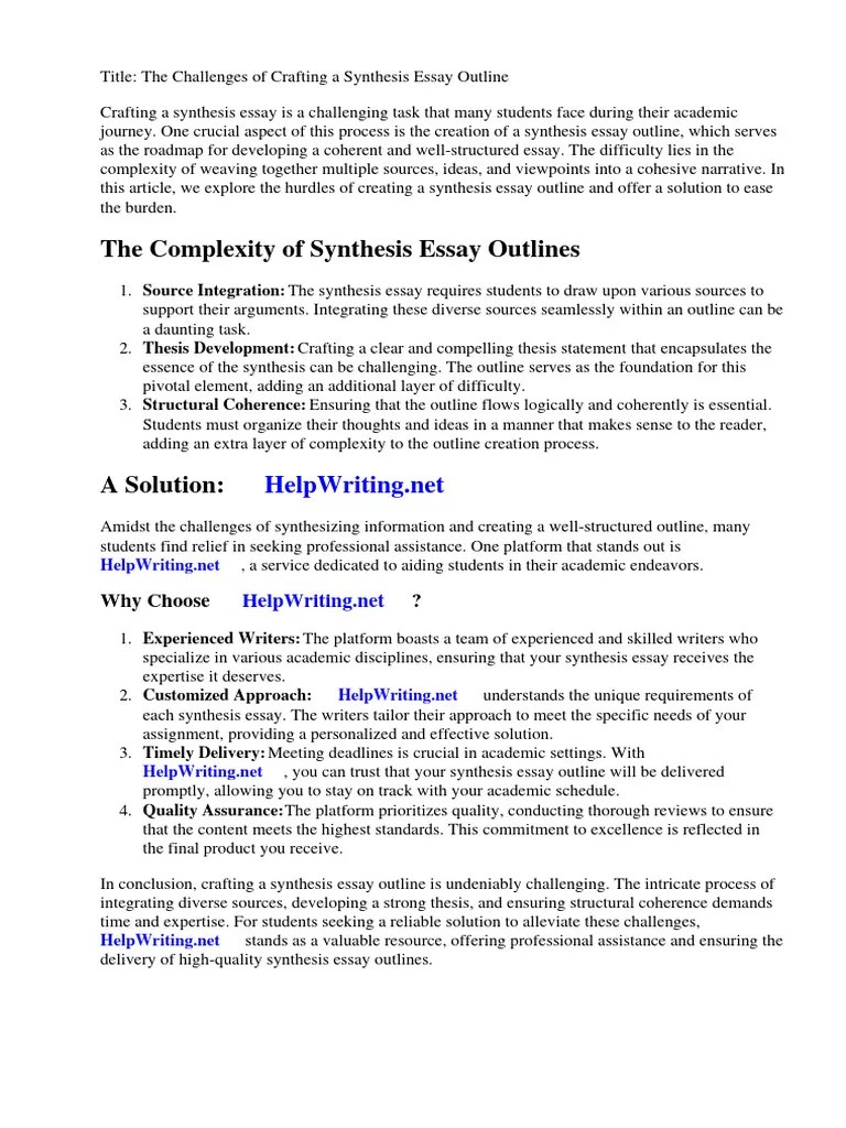 Synthesis Essay Outline | Download Free PDF | Essays | Apa Style