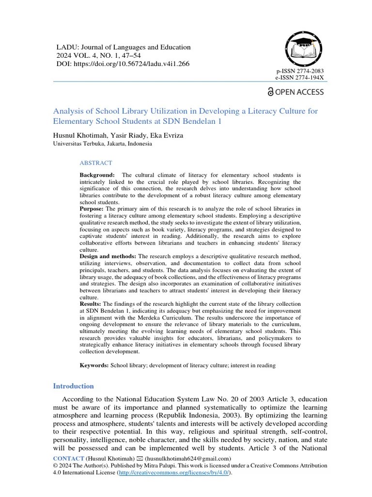 Analysis Of School Library Utilization In Developi | PDF | Libraries ...