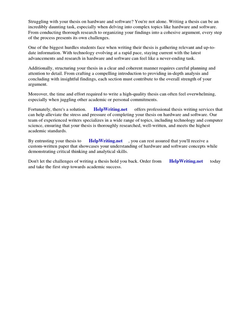 Thesis Hardware And Software | PDF | Software | System