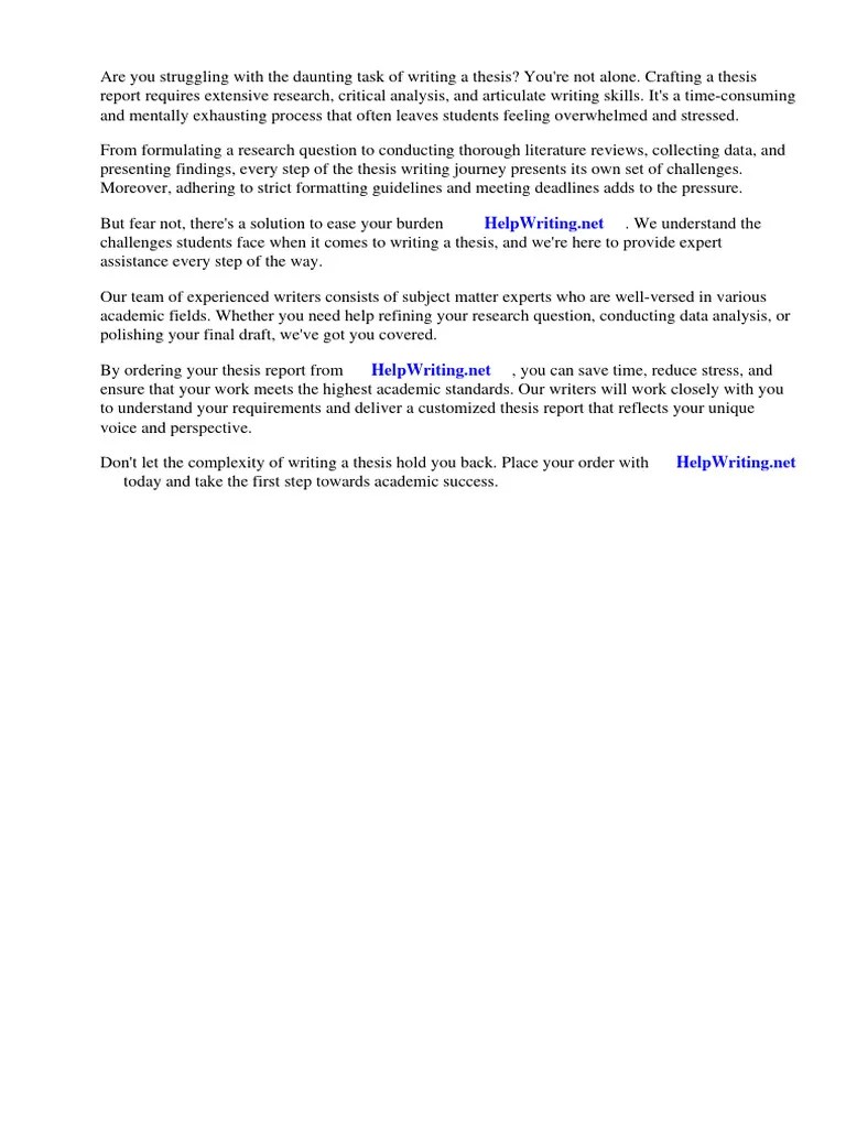 Thesis Report Order | PDF | Thesis | Websites