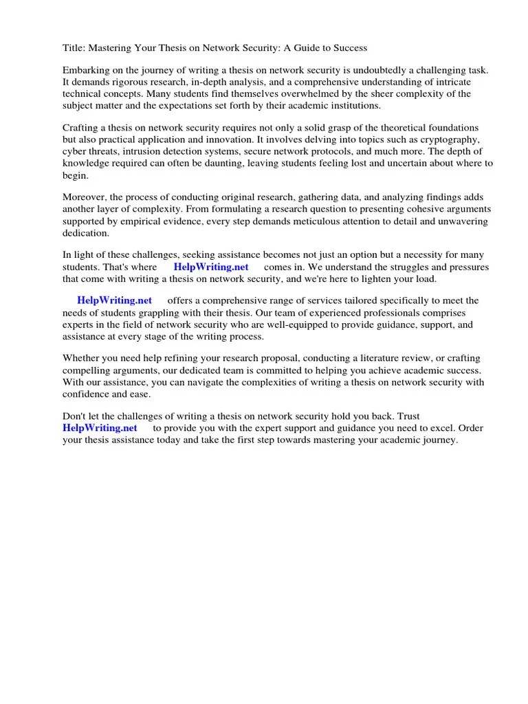 Thesis Network Security PDF | PDF | Security | Computer Security