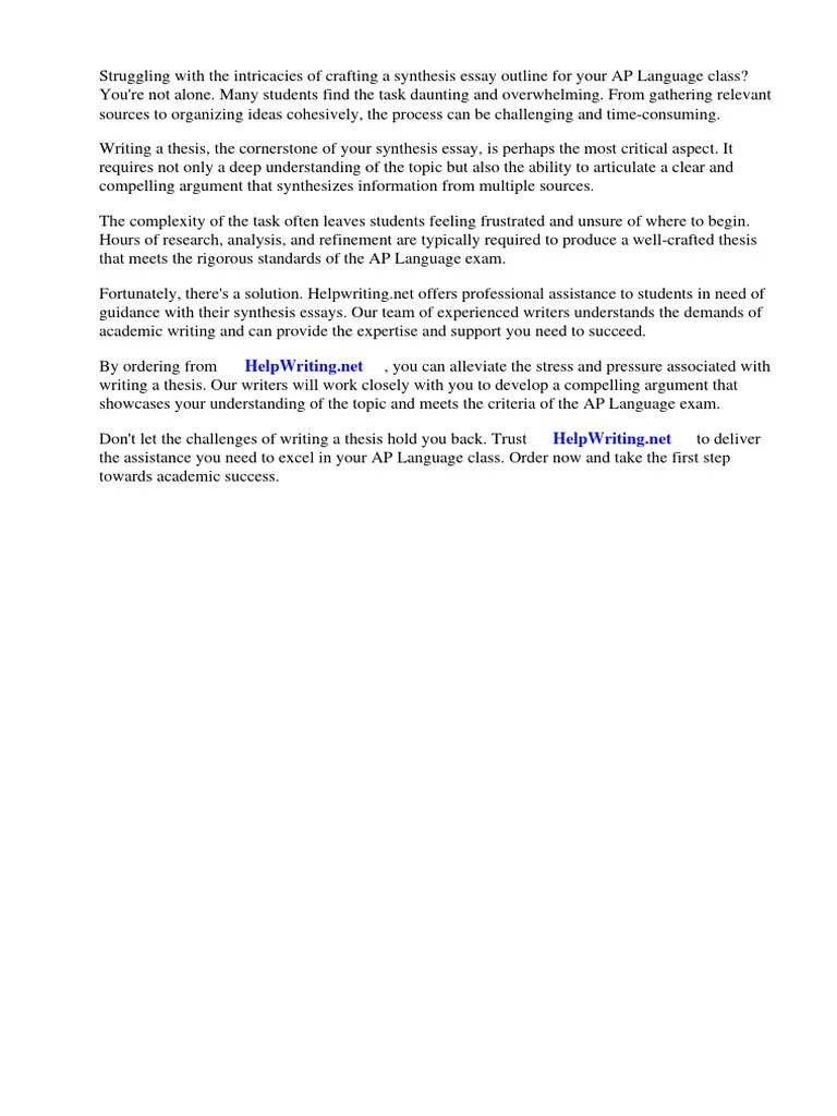 Synthesis Essay Outline AP Language | PDF | Essays | Reason
