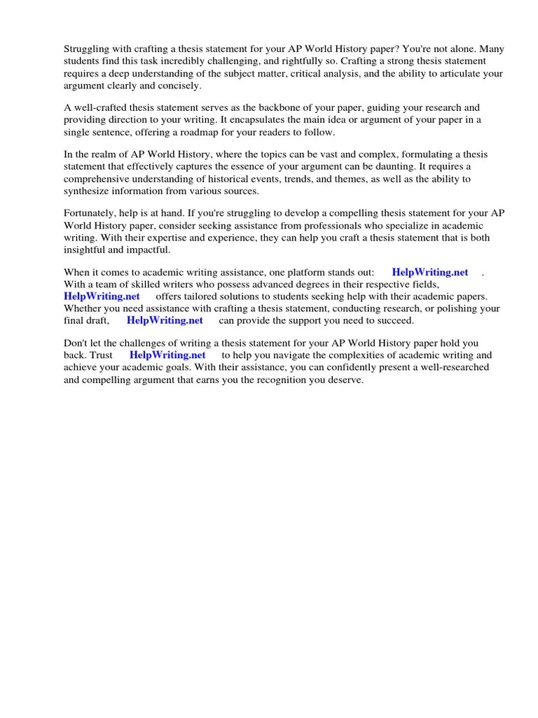 Example Thesis Statement For AP World History | Download Free PDF ...