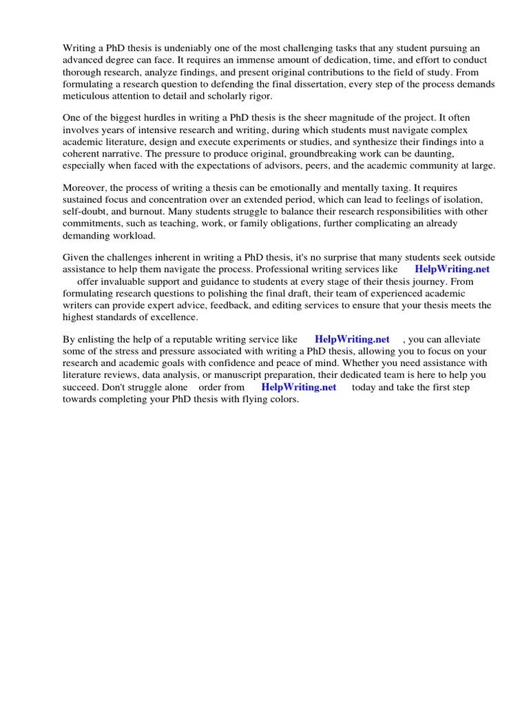 Writing A Phd Thesis | PDF | Thesis | Doctor Of Philosophy