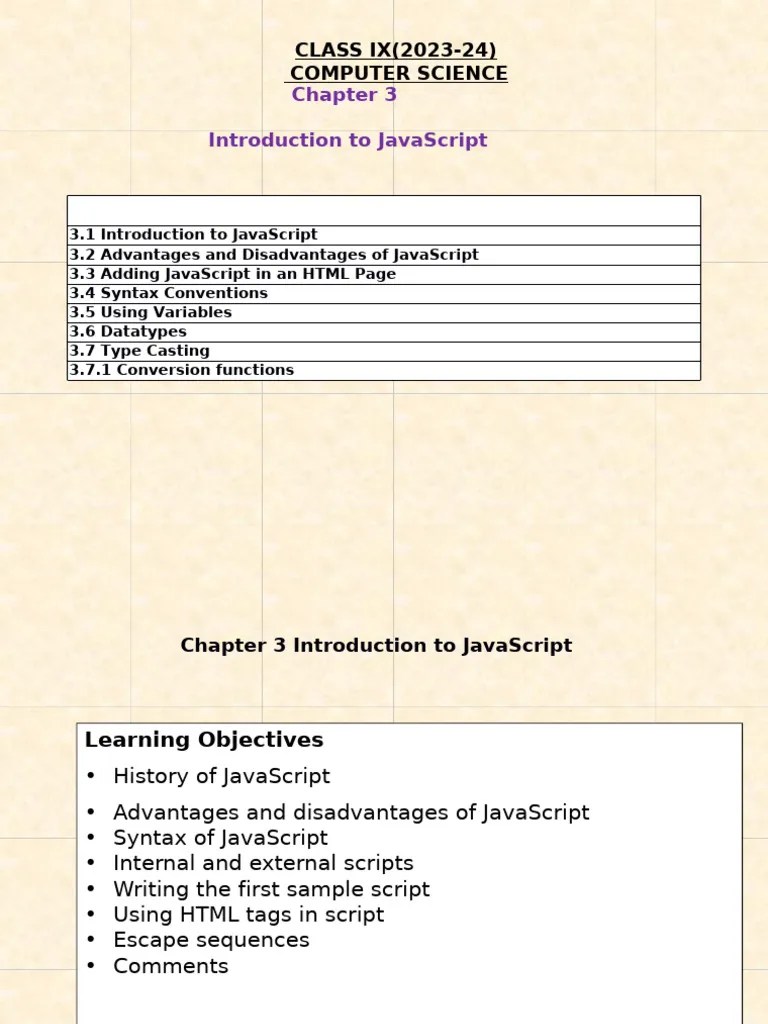 Class 9 Computer Science-Chapter 3 Introduction To Javascript ...
