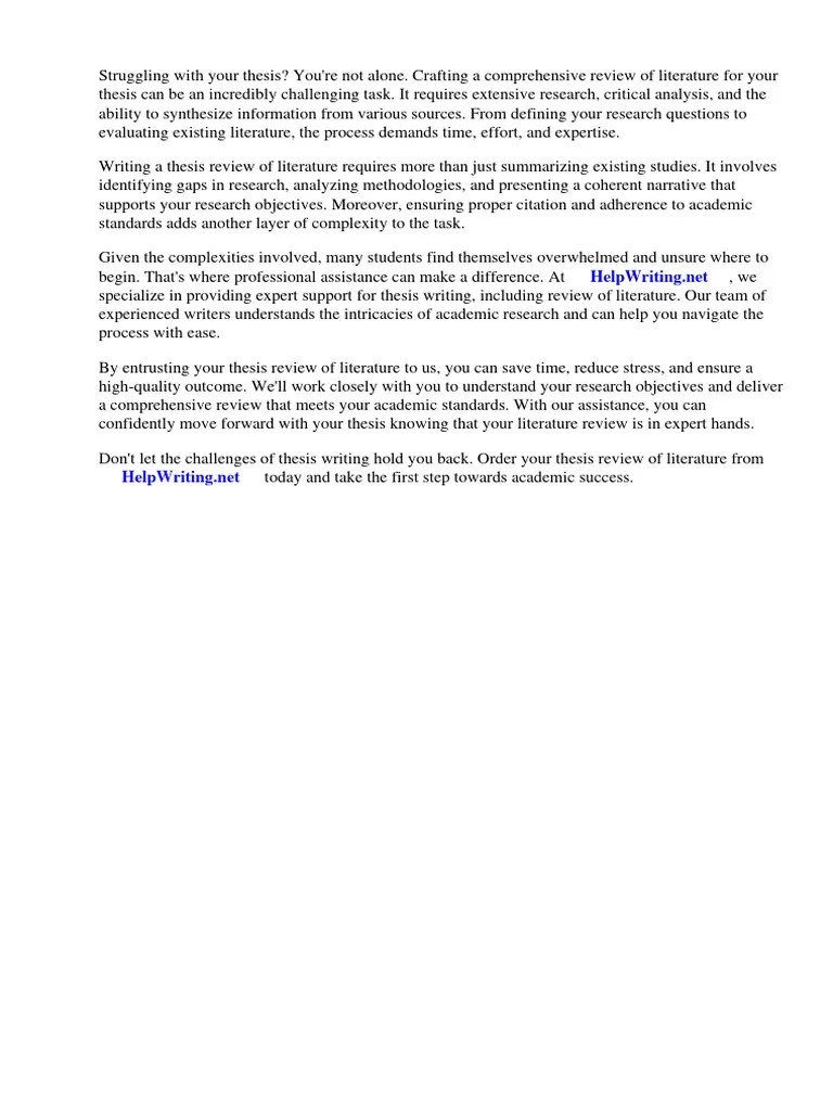 Example Of Thesis Review Of Literature | PDF | Thesis | Essays