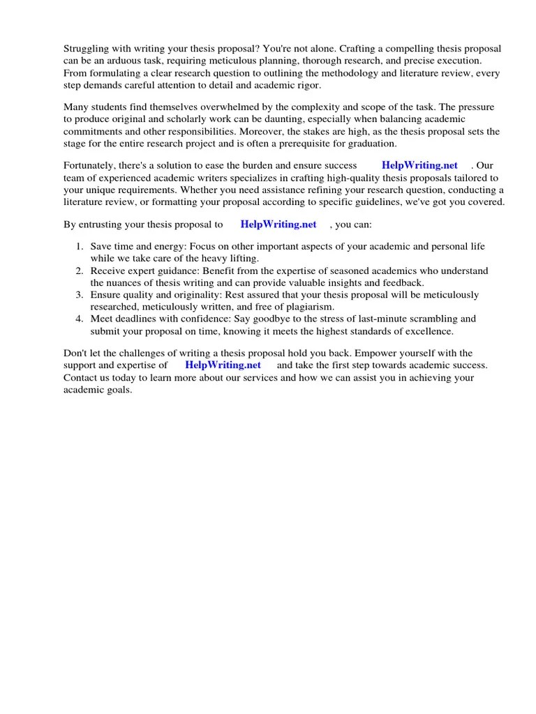 Sample Thesis Proposal PDF | PDF | Thesis | Methodology