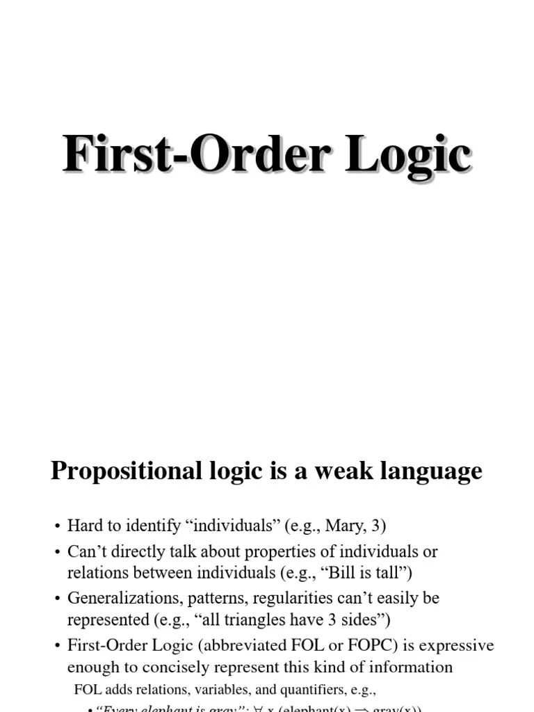 Lecture FirstOrderLogic | PDF | First Order Logic | Logic