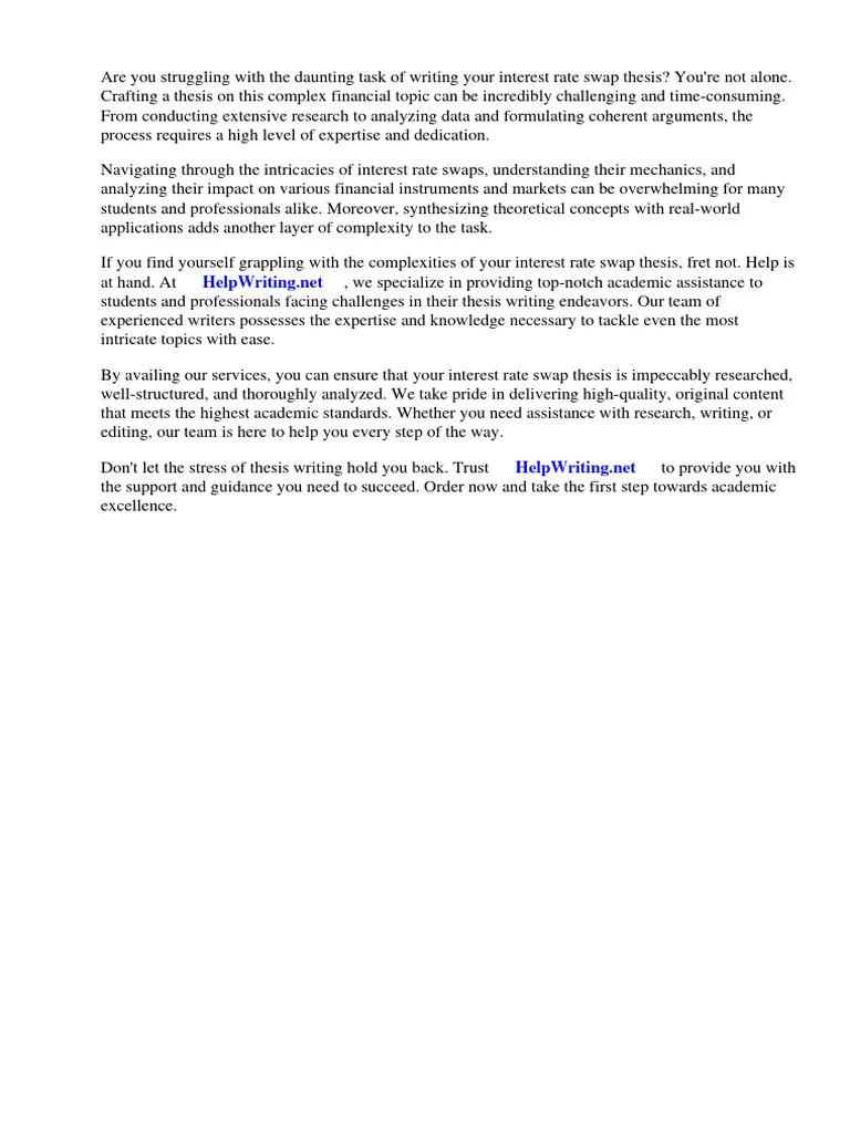 Interest Rate Swap Thesis | PDF | Swap (Finance) | Derivative (Finance)