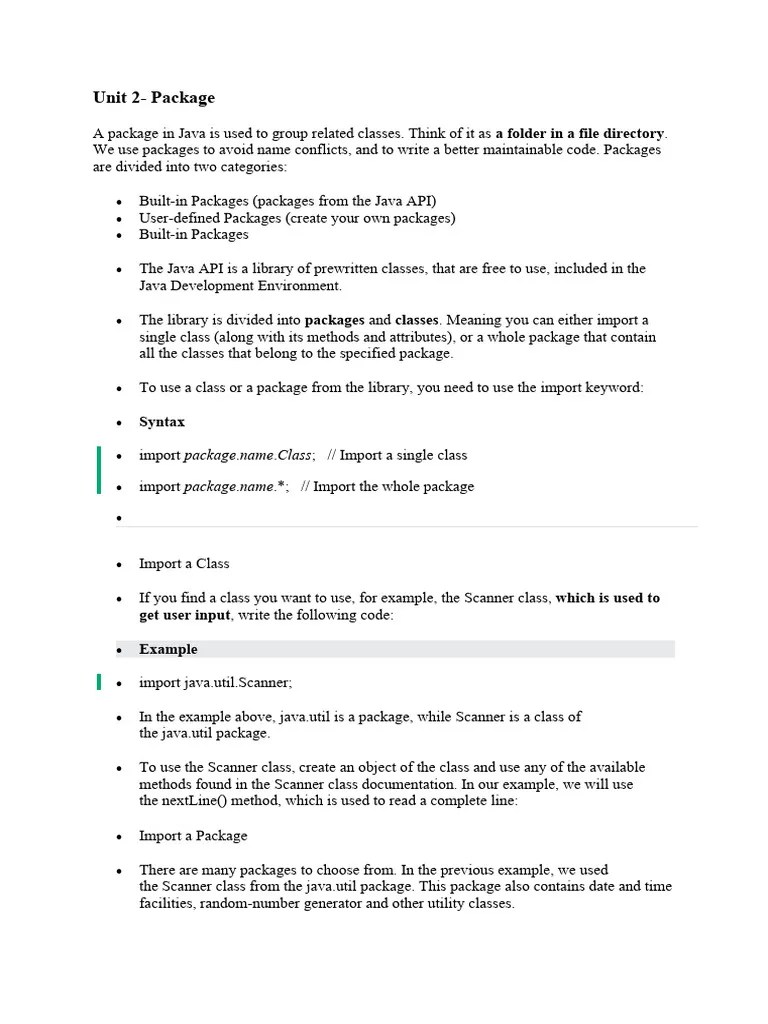 Unit 2 Java Programming | PDF | Method (Computer Programming) | Class ...