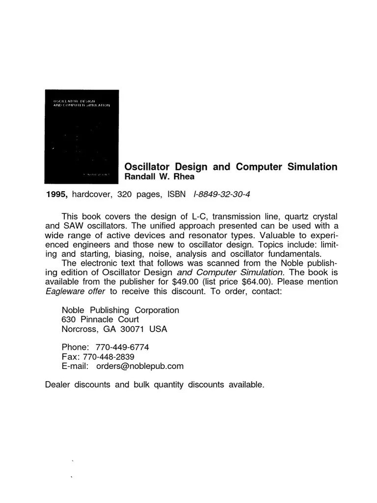 Oscillator Design And Computer Simulation | PDF | Electronic Oscillator ...