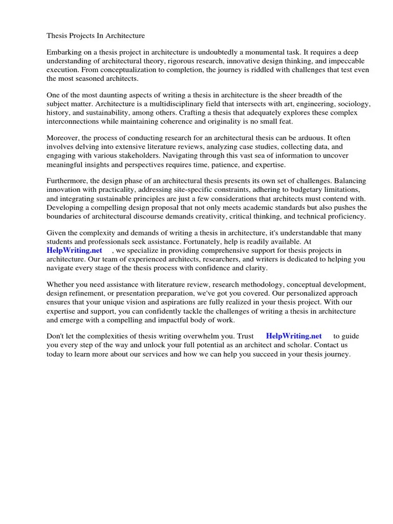 Thesis Projects In Architecture | PDF | Architect | Thesis