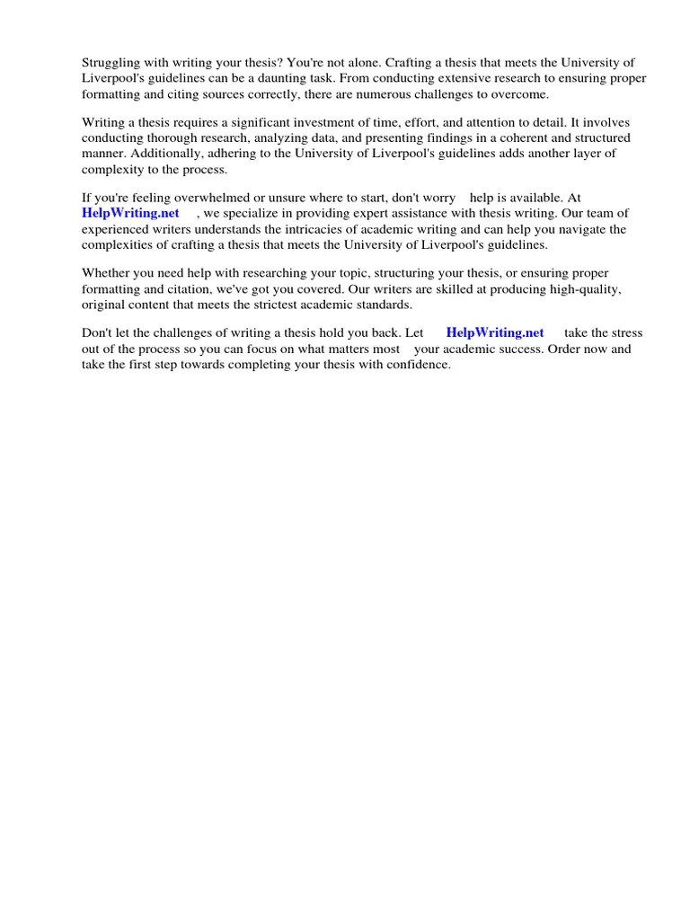 University Of Liverpool Thesis Guidelines | Download Free PDF | Thesis ...